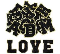 Morcheiong 26 parches autoadhesivos de letras de felpilla de la A a la Z, letras de felpilla para ropa, tela, zapatos, bolsas (negro)