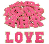 Morcheiong 26 parches de felpilla autoadhesivos de letras de la A a la Z, letras termo-adhesivas para bricolaje, ropa, tela, zapatos, bolsas (rojo claro)