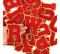Morcheiong 26 Parches de Letras Grandes de Felpilla A-Z, 3.14 Pulgadas, Termoadhesivas para Ropa, Universitarias para Tela (Rojo)