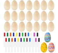 Morcheiong Juego de 12/24 maracas de madera para huevos, instrumentos musicales con 12/24 bolígrafos multicolores, maracas de huevo, recuerdos de huevos de Pascua para niños (12)