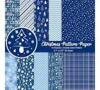 Morcheiong Juego de 55 hojas de papel decorativo con patrón de Feliz Navidad para hacer tarjetas, álbumes de recortes, decoración de álbumes de fotos, 10 diseños (azul, 5.7 x 8.25 pulgadas)