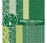 Morcheiong Juego de 55 hojas de papel decorativo con patrón de Feliz Navidad para hacer tarjetas, álbumes de recortes, decoración de álbumes de fotos, 10 diseños (verde, 5.7 x 8.27 pulgadas)