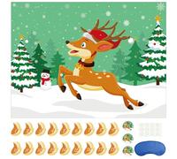 Morcheiong Juego de Navidad Pin The Tail on The Deer con 36 colas, regalos de fiesta de Navidad, suministros de actividades y decoraciones para niños