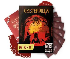 Mord bei Tisch Cena de Misterio para casa - de 6 a 8 Personas - El Caso de la Villa Fantasma - El Juego de Misterio a Partir de 16 años - Ideal como Cena de Misterio para una Cena asesina