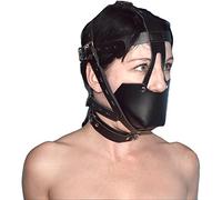 Mordaza BDSM con cierre, bozal con bandeja colectora, bola de silicona y collar: juguete sexual bondage ajustable para parejas y amantes del fetichismo.