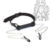 Mordaza bucal con abrazaderas para pezones pezones sexo SM silicona hueso de perro mordaza bondage abrazaderas para pezones clip para pezones cadena erótica esclava restricciones juego de rol juguete