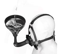 Mordaza bucal con embudo - Embudo de inodoro de esclavo sexual Boca abierta Mordaza Capucha Máscara Urinario Mordaza de silicona SM Capucha Juego de roles para mascotas Juguete sexual(Schwarz)