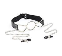 Mordaza bucal extrema, mordaza bucal con junta tórica con clip para pezón, arnés sexual SM, mordaza erótica, ataduras fetiche, juguete sexual para, ajustable