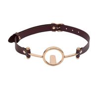 Mordaza de boca abierta de acero inoxidable BDSM con anillo en O, mayal for lengua, arnés de cuero for bondage BDSM, juguete sexual erótico for adultos y parejas(Rose Gold)