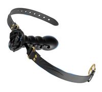 Mordaza de boca BDSMJOY extrema, mordaza de boca de flor con cinturón de silicona, ajustable en varios niveles, juguetes BDSM, juguetes sexuales SM, parejas extremas, juguetes BDSM (Negro)