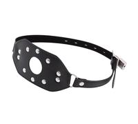 Mordaza de boca con anillo en O para coqueteo,juguetes sexuales orales,fijación,de cuero sintético,mordaza rellena para morder,juegos para adultos,productos sexuales,color negro,talla únic