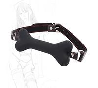 Mordaza de Boca de Hueso de Perro de Silicona Mordaza de Mordida Ajustable Mordaza de Bola Erótica Mordaza de Bola Fetiche Mordaza de Relleno de Bodnage de Cuero SM Juego de Roles Juguete(Schwarz,S)