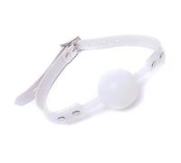 Mordaza de boca de silicona sólida grande de 48 mm con banda de cuero, BDSM, esclavitud, oral, fija, for mascotas, cosplay, juguete sexual de restricción for parejas, juego for adultos(White)