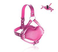 Mordaza de boca extrema, mordaza de boca de esclavo de esclavitud de cosplay, arnés con arnés, juguete sexual de coqueteo SM para mujeres sexo extremo(Pink)