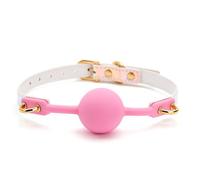 Mordaza de bola de silicona suave para fijación oral,mordaza bucal de bondage,banda de cuero sintético rellena,juguete sexual para parejas,juegos para adultos,mayores de 18 años,rosa,talla