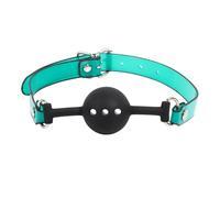 Mordaza de bola de silicona transpirable con cinturón de PVC ajustable, tapón bucal for juegos de bondage(Green)