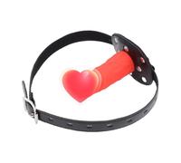 Mordaza de consolador de doble punta con arnés para la cabeza,mordaza bucal,arnés de pene,bondage BDSM,juguetes sexuales lésbicos,juguetes eróticos para adultos,rojo,M