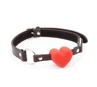 Mordaza de corazón BDSM de cuero y silicona,con forma de bola,para la boca,para esclavo,fijación oral,para juegos de adultos,para parejas,coqueteo,productos sexuales,juguetes,color rojo,