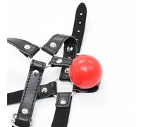 Mordaza de cuero para adultos,juguete sexual erótico para parejas,mordaza para la boca,fijación oral,esclava de peluche,color rojo,talla única