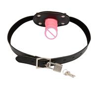 Mordaza de pene de 3 colores,consolador grande oral,mordaza de boca abierta,cuero,fetiche,BDSM,ataduras,productos para adultos,juguetes sexuales para parejas,rosa,talla S