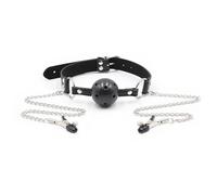 Mordaza de silicona con correa de cuero para la boca,juego de bondage BDSM para adultos,fijación oral,juguete sexual para mujeres,color negro,talla única