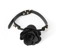 Mordaza de silicona con forma de flor para parejas,transpirable,con forma de rosa,para bondage,mordazas de boca abierta,fijación oral,BDSM,juegos para adultos,juguetes sexuales,color negro,