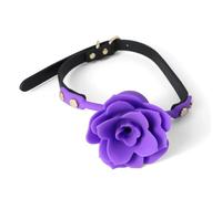 Mordaza de silicona con forma de flor para parejas,transpirable,con forma de rosa,para bondage,mordaza de boca abierta,fijación oral,BDSM,juegos para adultos,juguetes sexuales,morado,talla