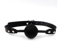 Mordaza de silicona para adultos,bola de fijación oral,banda de cuero sintético,ataduras,4 colores,juguetes sexuales para parejas,color negro,talla única