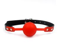 Mordaza de silicona para juegos de adultos,banda de cuero sintético para fijación oral,ataduras,4 colores,juguetes sexuales para parejas,color rojo,talla única