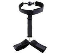 Mordaza para la boca con correa,esposas para mujer,collar para el cuello,fetiche de muñeca,juguetes sexuales para mujeres,parejas,adultos,juego de bondage BDSM,tienda erótica,negro,talla