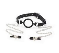 Mordazas marca OHMAMA OHMAMA FETISH MORDAZA DE ANILLA CON CADENAS Y PINZAS PEZONES