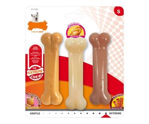 Mordedor de perro Nylabone Extreme Chew Value Pack Bacon Manteca de cacahuete Talla S Pollo Nylon (3 pcs)