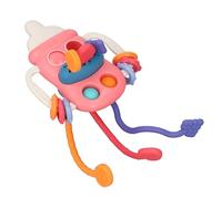 Mordedor de Silicona con Cuerda para Tirar, Tambor Sonajero Educativo, Juguete Sensorial para Bebés de 0 a 12 Meses, Usa ABS y Material de Silicona