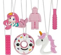 Mordedor para Bebé, 6 Piezas Mordedores Refrigerante, Autismo Masticar Colgante, Collar de Lactancia, Masticar Collar Perfecto para Niños con TDAH, Dentición, Autismo, Necesidad de Morder (Rosa)