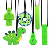 Mordedor para Bebé, 6 Piezas Mordedores Refrigerante, Autismo Masticar Colgante, Collar de Lactancia, Masticar Collar Perfecto para Niños con TDAH, Dentición, Autismo, Necesidad de Morder (Verde)