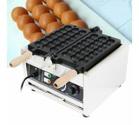 Mordeduras de obleas eléctricas de acero inoxidable, waffer, nueva máquina comercial, antiadherente, pan, bola eléctrica comercial, antiadherente, waffle waferer, temperatura ajustable, para