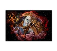 Morden Indian Couple Krishna and Radha Art Canvas Paintings Posters Prints Wall Art Picture para la decoración de la pared de la sala de estar 70x90cm (28x35in) sin marco