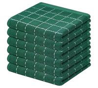 Mordimy Paños de Cocina 100% algodón, Suaves y absorbentes, a Cuadros, de Secado rápido, 6 Unidades, 30,5 x 30,5 cm, Color Verde Oscuro