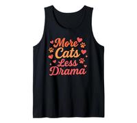More Cats Less Drama Funny Cat Lover Pet Owner Quote Slogan Camiseta sin Mangas
