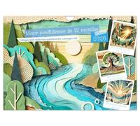 More confidence in 12 months - Collages with reflection questions for a stronger self (Wall Calendar 2026 DIN A4 landscape), CALVENDO 12 Month Wall ... calendar with AI-generated nature collages.