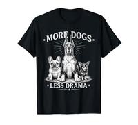 More Dogs Less Drama, Divertido diseño Vintage para Amantes de los Perros Camiseta gráfica económica