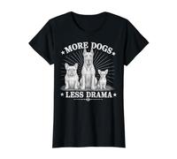 More Dogs Less Drama Funny Dog Lover Vintage Graphic Camiseta gráfica económica, Mujer, Negro, XL