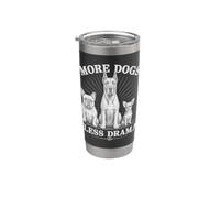 More Dogs Less Drama Funny Dog Lover Vintage Graphic Vaso térmico de acero inoxidable de doble pared
