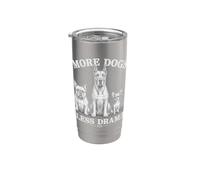 More Dogs Less Drama Funny Dog Lover Vintage Graphic Vaso térmico de acero inoxidable de doble pared