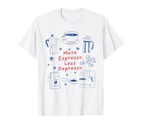More Espresso Less Depresso Funny Barista Coffee Lover Quote Camiseta
