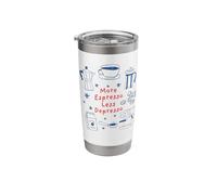 More Espresso Less Depresso Funny Barista Coffee Lover Quote Vaso térmico de acero inoxidable de doble pared