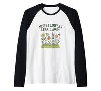 More Flowers, Less Lawn Save The Bees No Mow Pollinator Camiseta Manga Raglan