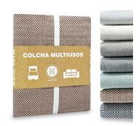 MORE FREE-Colcha Multiusos Sofa, Manta Foulard, Plaid de Práctica de Algodón-Poliéster, para Cama, Cubresofa Cubrecama,ejido Resistente y de Calidad, Hecho en España (TER - Camel, 180 X 290 CM)