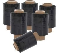 MORE FREE-Mini Film Transparente o Negro Estirable para Embalar, Película Adhesiva 260 grs x 100 mm,Envoltura Elástica Transparente por Cajas de Embalaje de Paquetes (Mini Film Negro, Rollo 6)