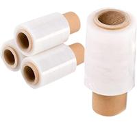 MORE FREE-Mini Film Transparente o Negro Estirable para Embalar, Película Adhesiva 260 grs x 100 mm,Envoltura Elástica Transparente por Cajas de Embalaje de Paquetes (Mini Film Transparente, Rollo 4)